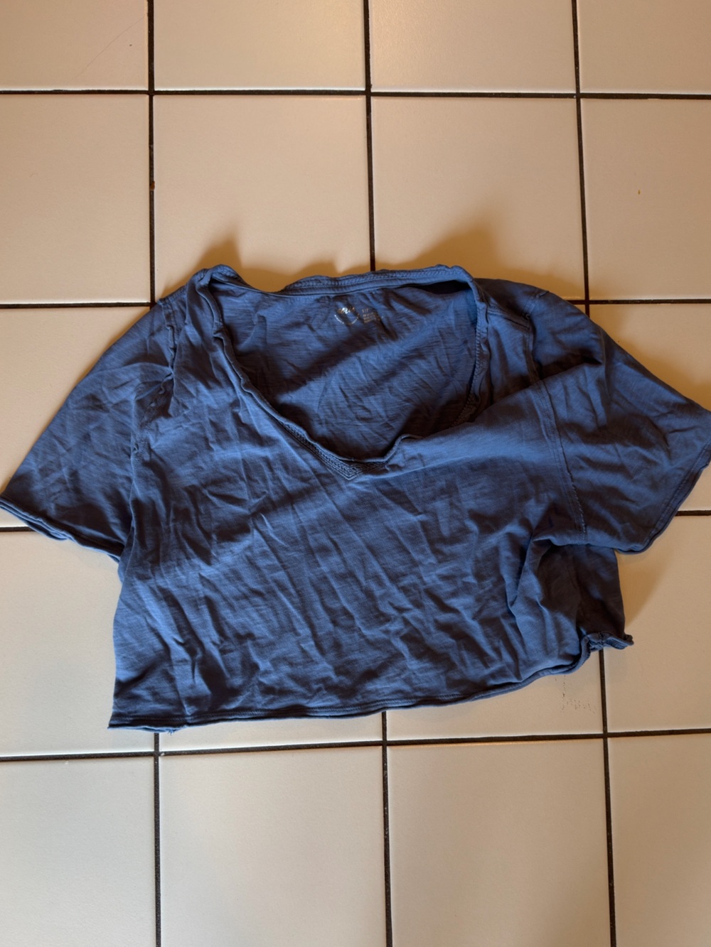 aerie Blue Cropped V-Neck Tee